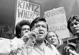 Image of Cesar Chavez (center)