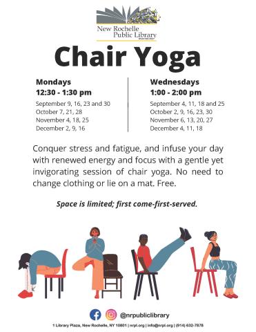 Chair Yoga (Mondays, 12:30 pm; Wednesdays, 1:00 pm)