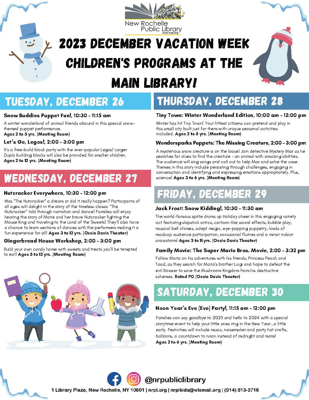 Children's Vacation Week Programs