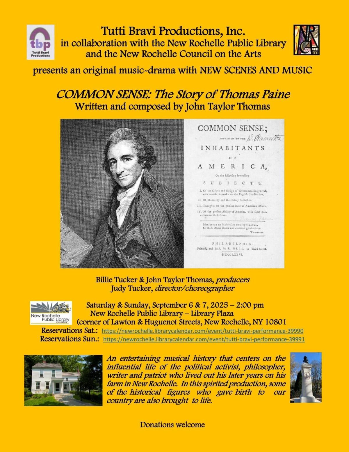 Tutti Bravi Productions Presents: "Thomas Paine: The Story of Common Sense"
