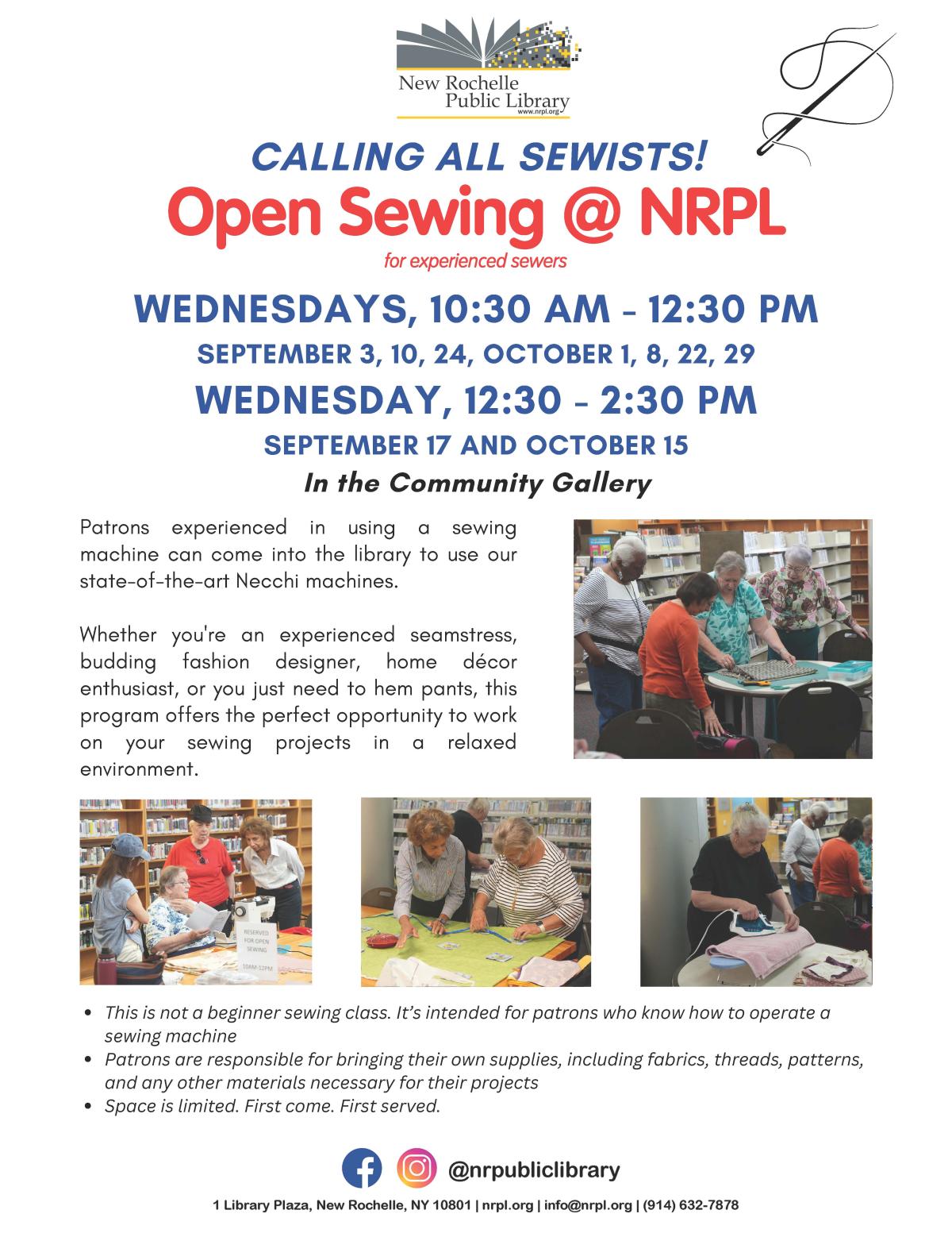 Open Sewing - Fall 2025 (November through December)