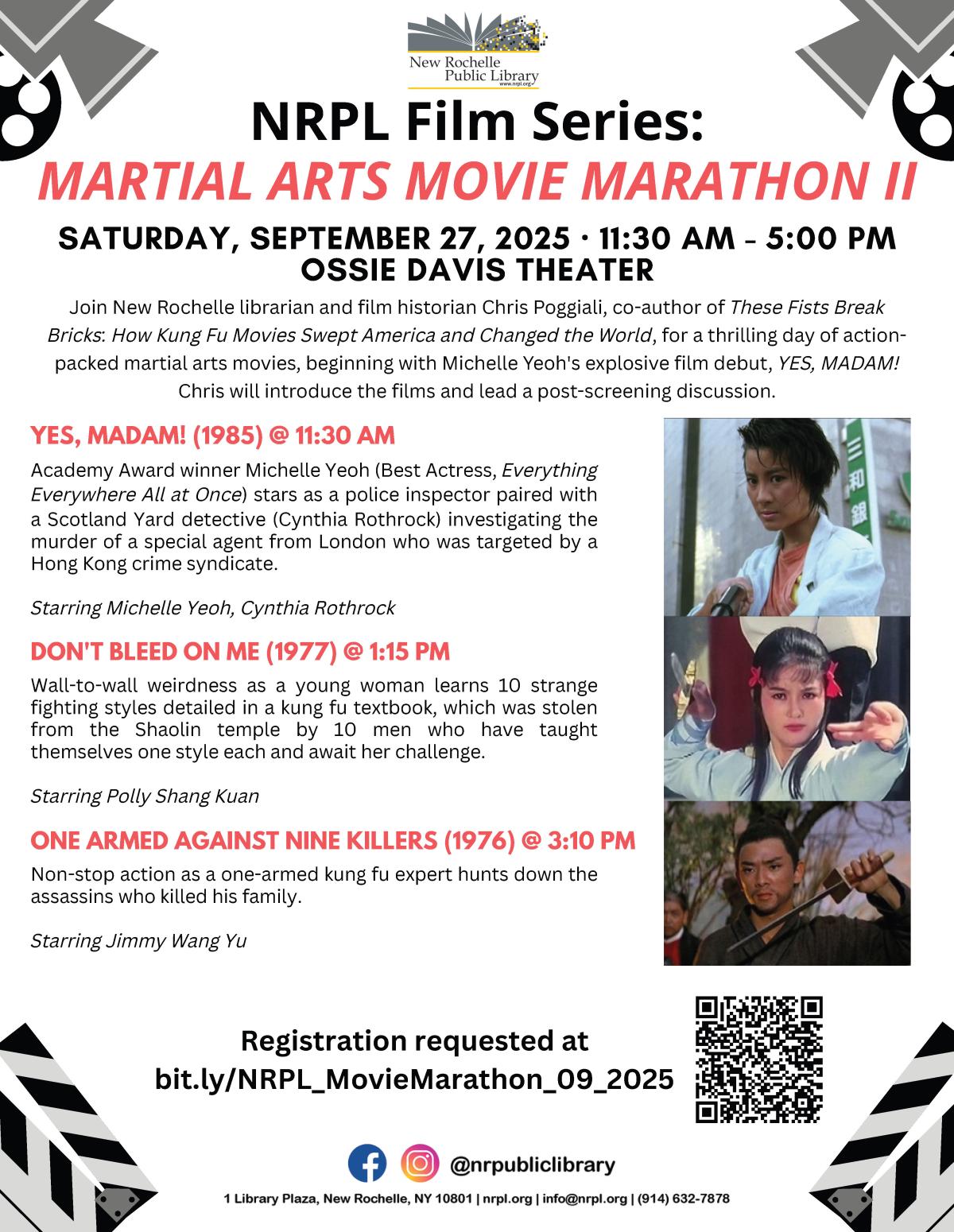 NRPL Film Series: Martial Arts Movie Marathon II